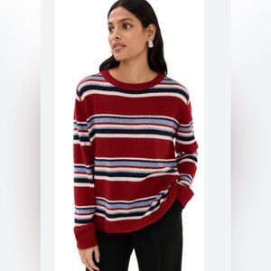 Reformation Cashmere Boyfriend Red Striped Crew Neck Sweater